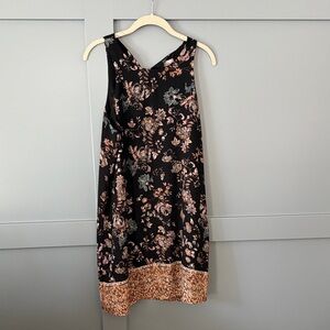 Allison Joy Black Floral Sleeveless Mini Dress with Rose Accents